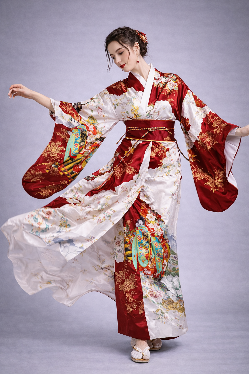 Robe Kimono Femme Rouge