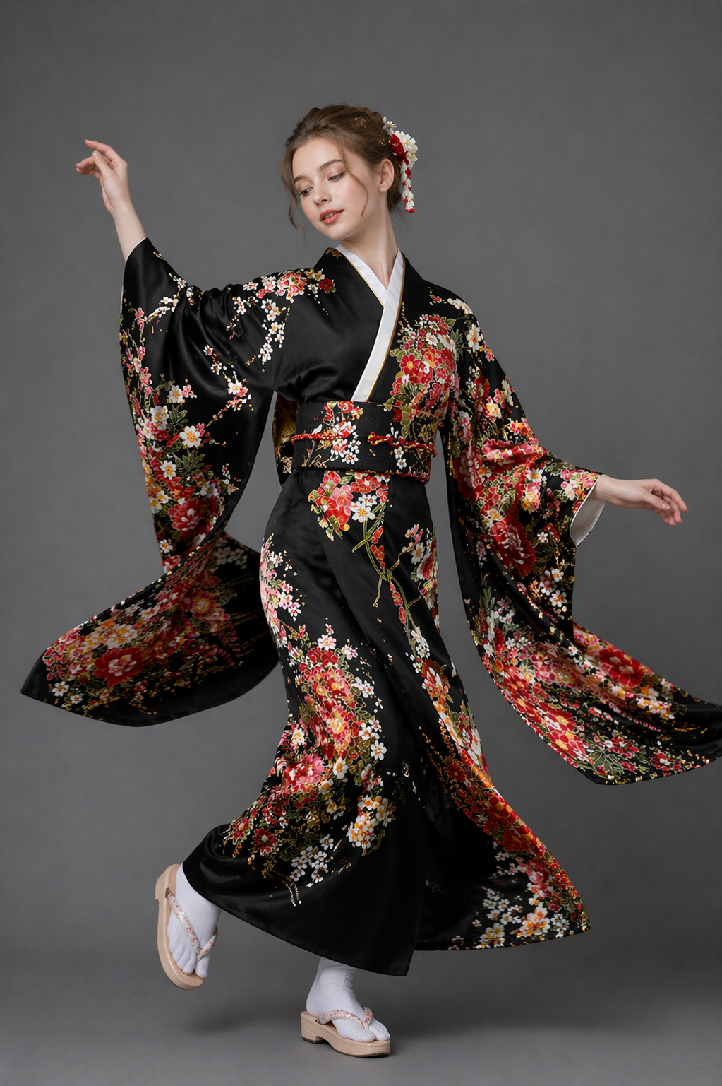 Kimono Japonais Fille Noir