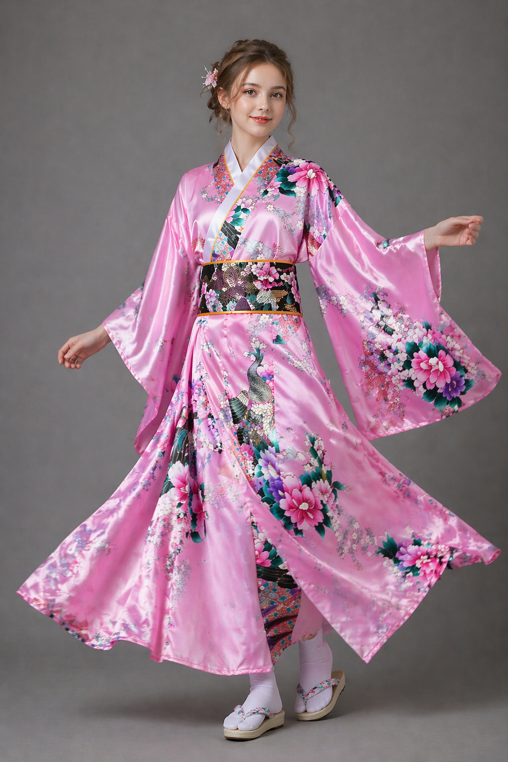 Kimono Japonais Fille Rose