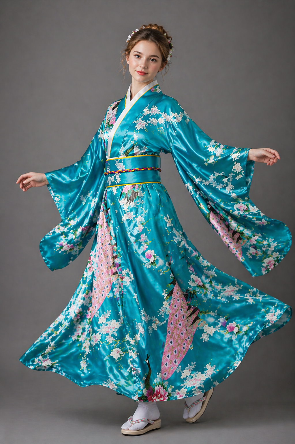 Kimono Japonais Fille Vert