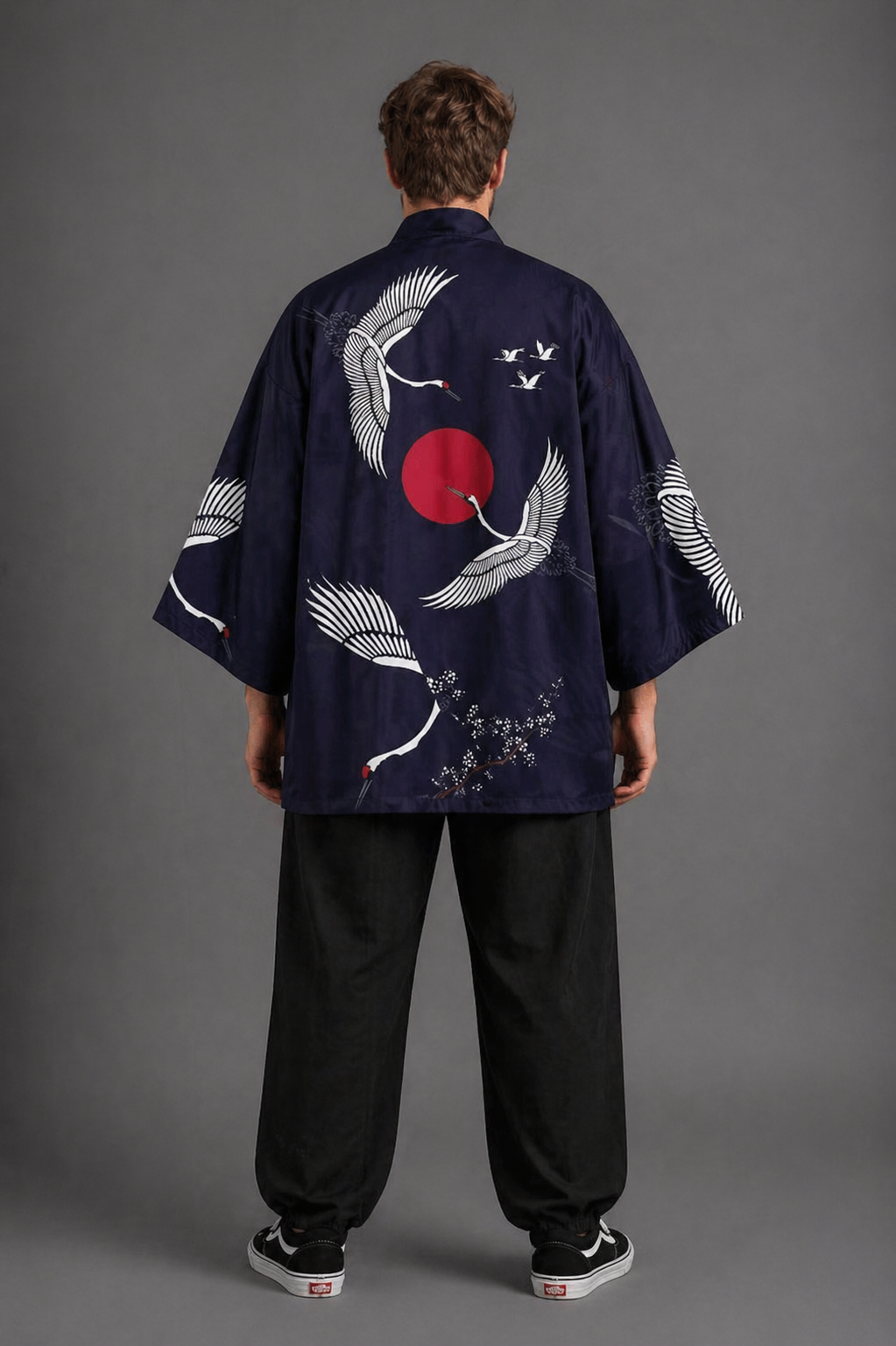 Veste Kimono Relax Homme Bleu Grues