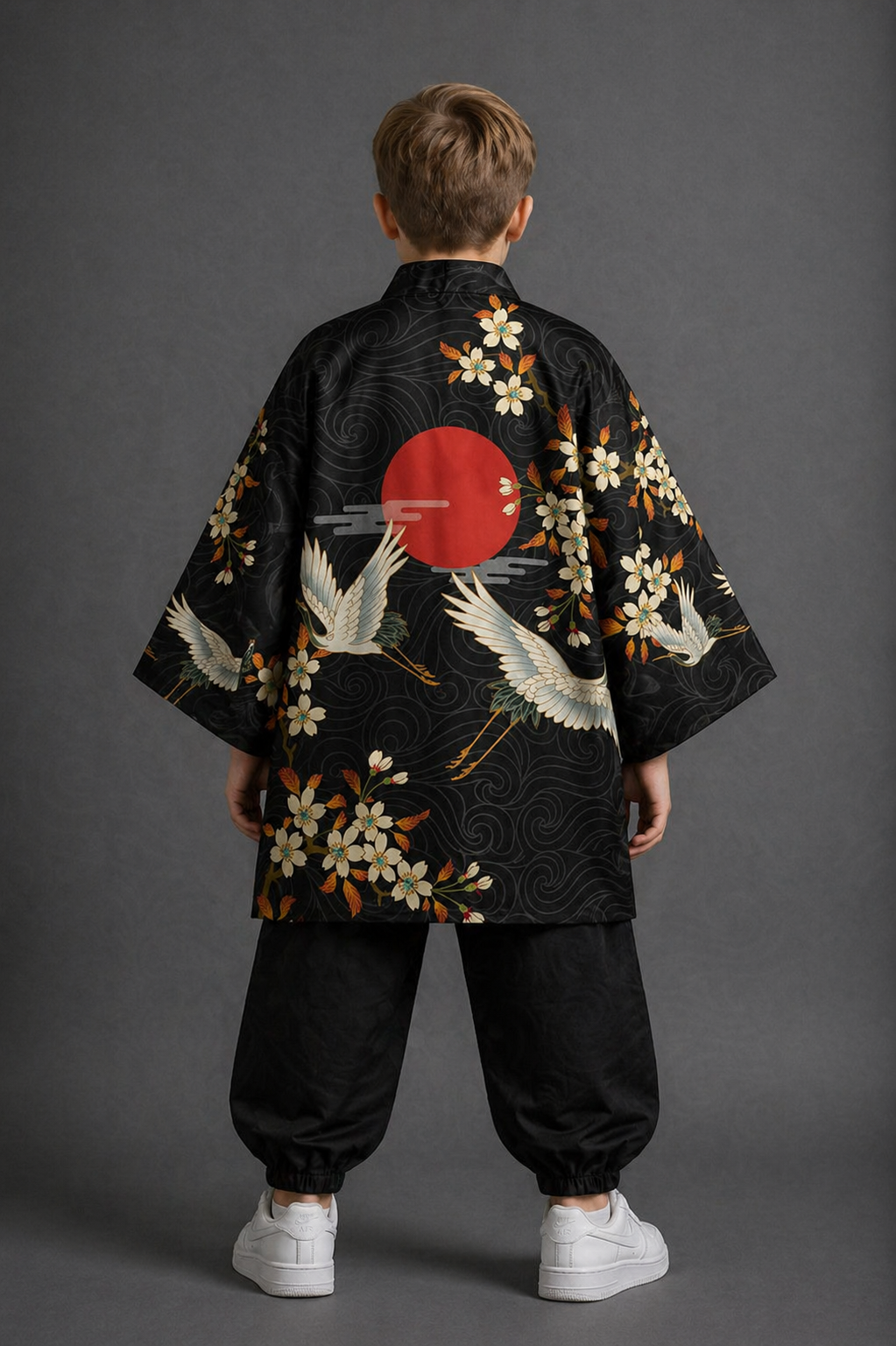 Veste Kimono Relax Garçon Grues et Sakura