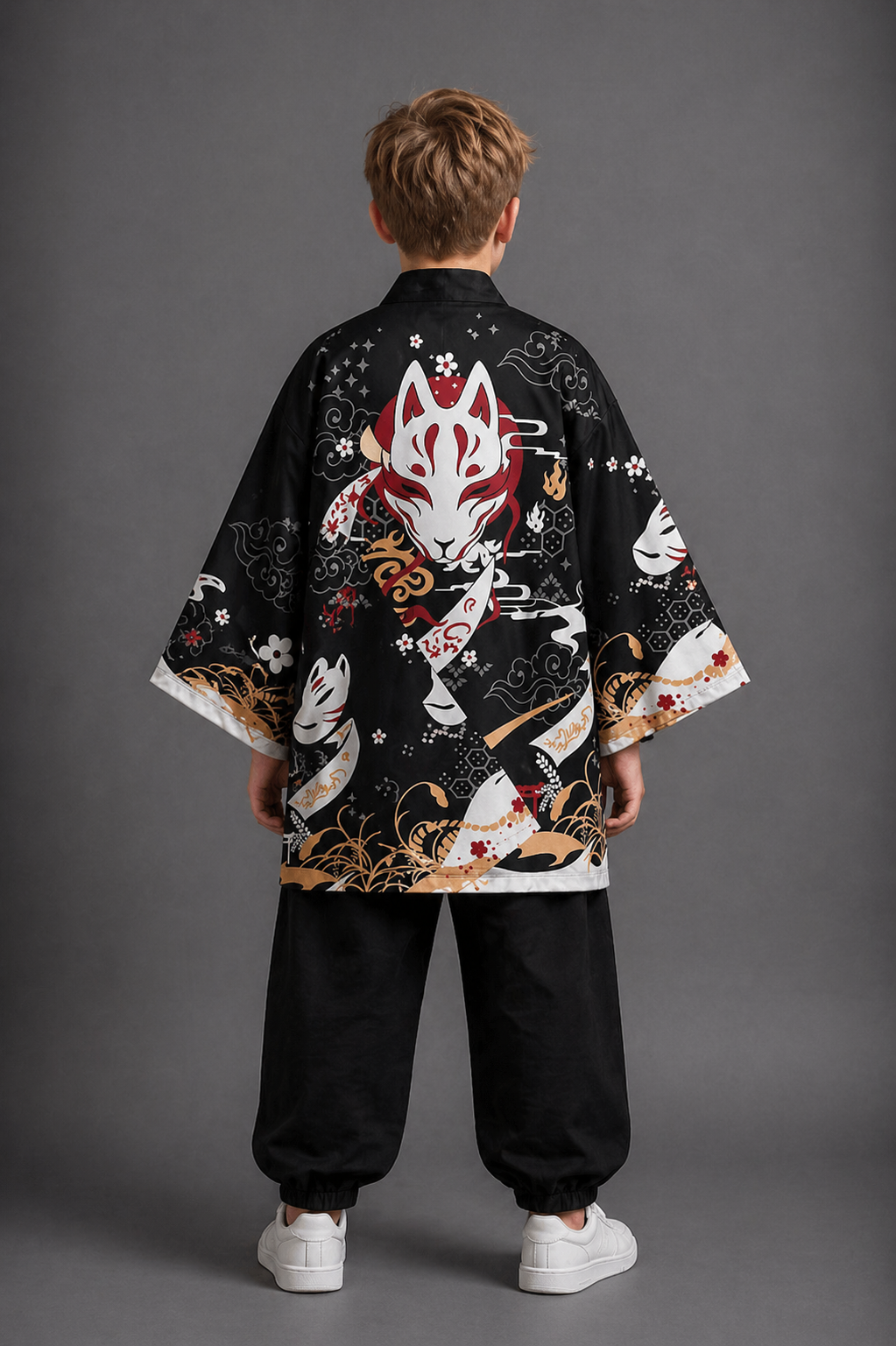 Veste Kimono Relax Garçon Kitsune Masque