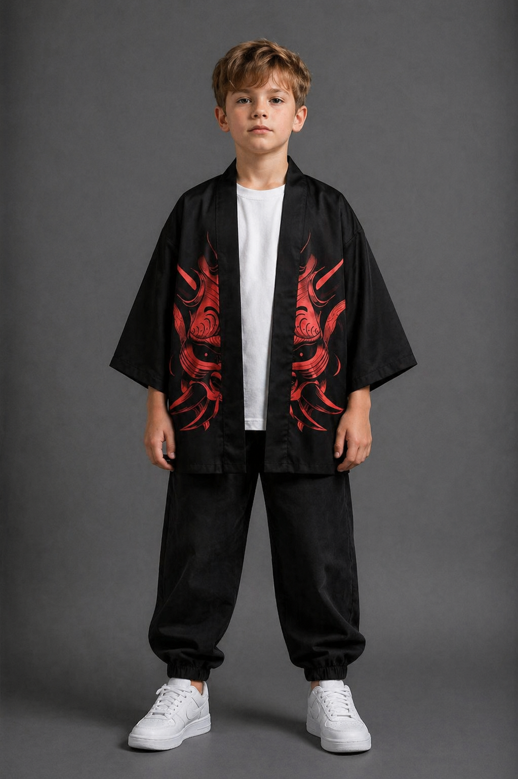Veste Kimono Relax Garçon Oni Masque Rouge