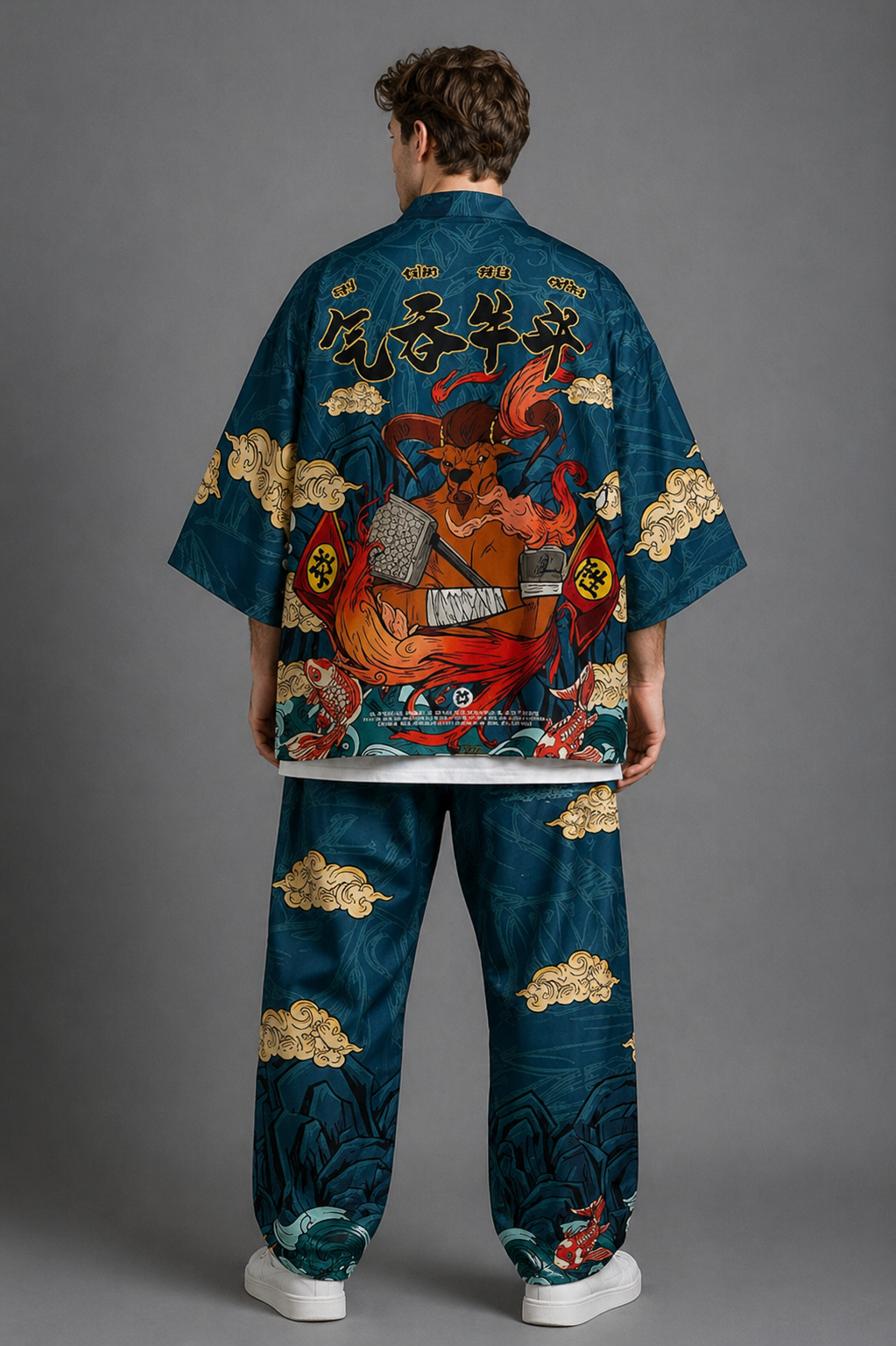 Ensemble Kimono et Pantalon Homme Turquoise