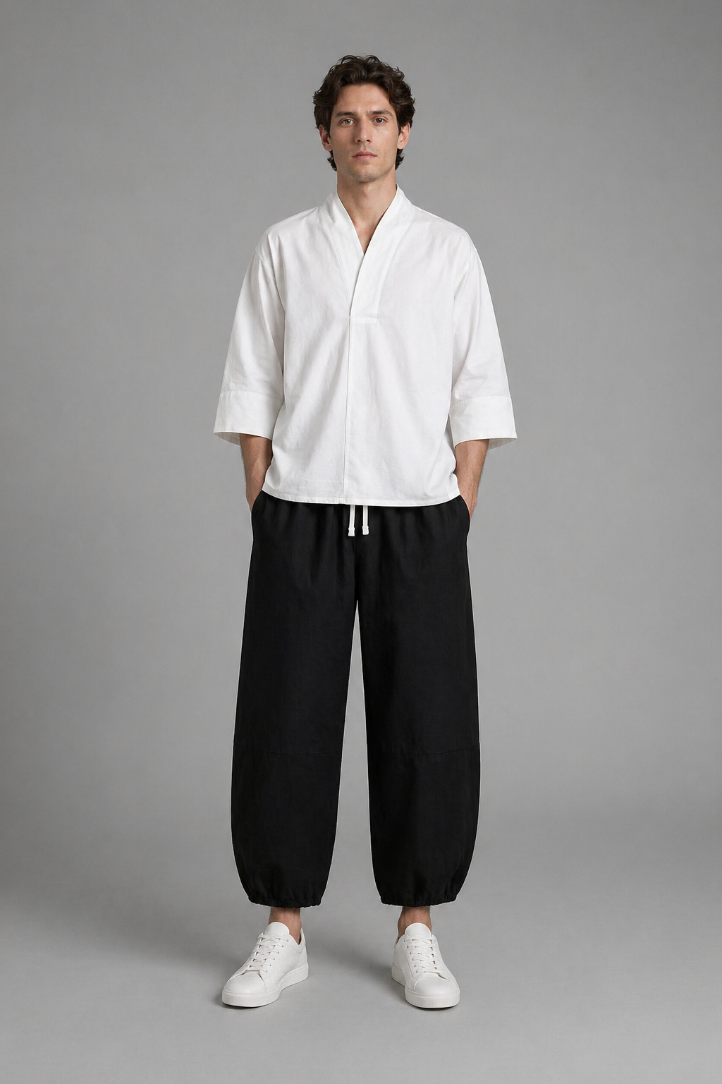 Kimono Court Homme Coton et Lin