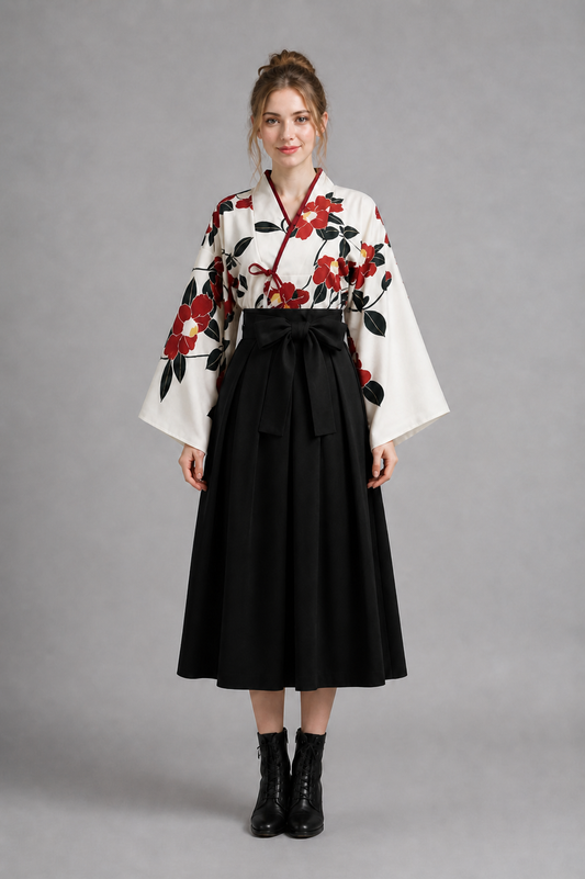 Ensemble Kimono Femme Jupe Longue Noir