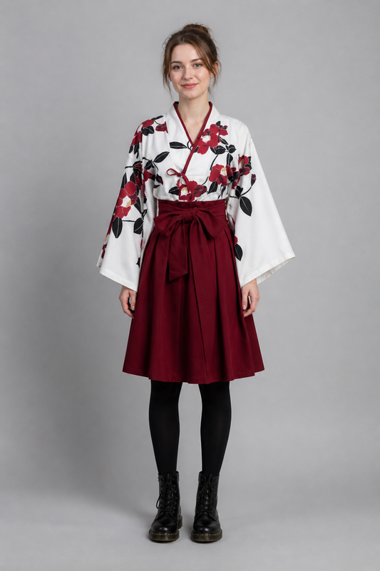 Kimono Jupe Courte Rouge