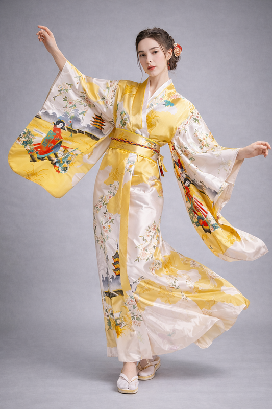 Robe Kimono Femme Jaune