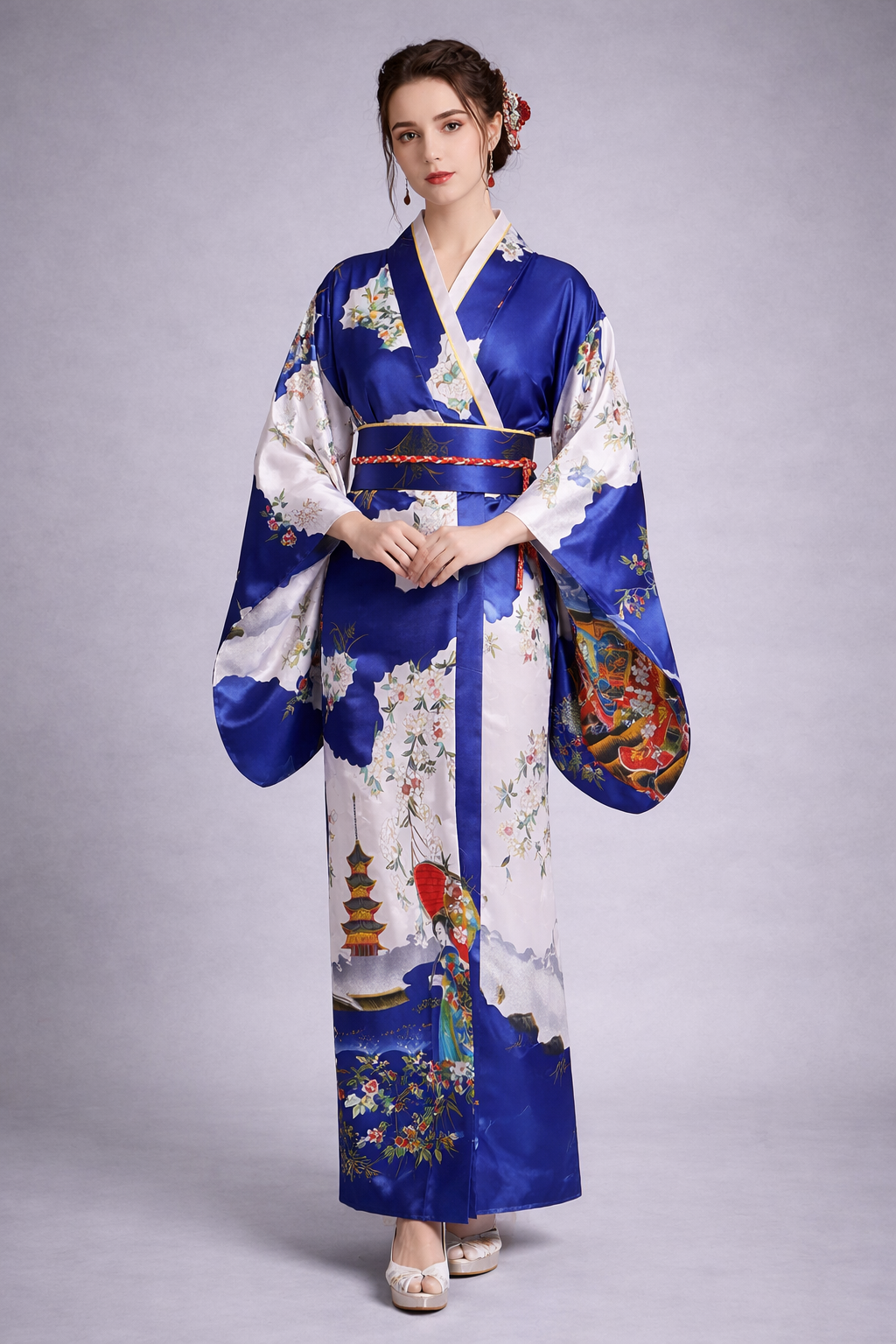 Robe Kimono Femme Bleu