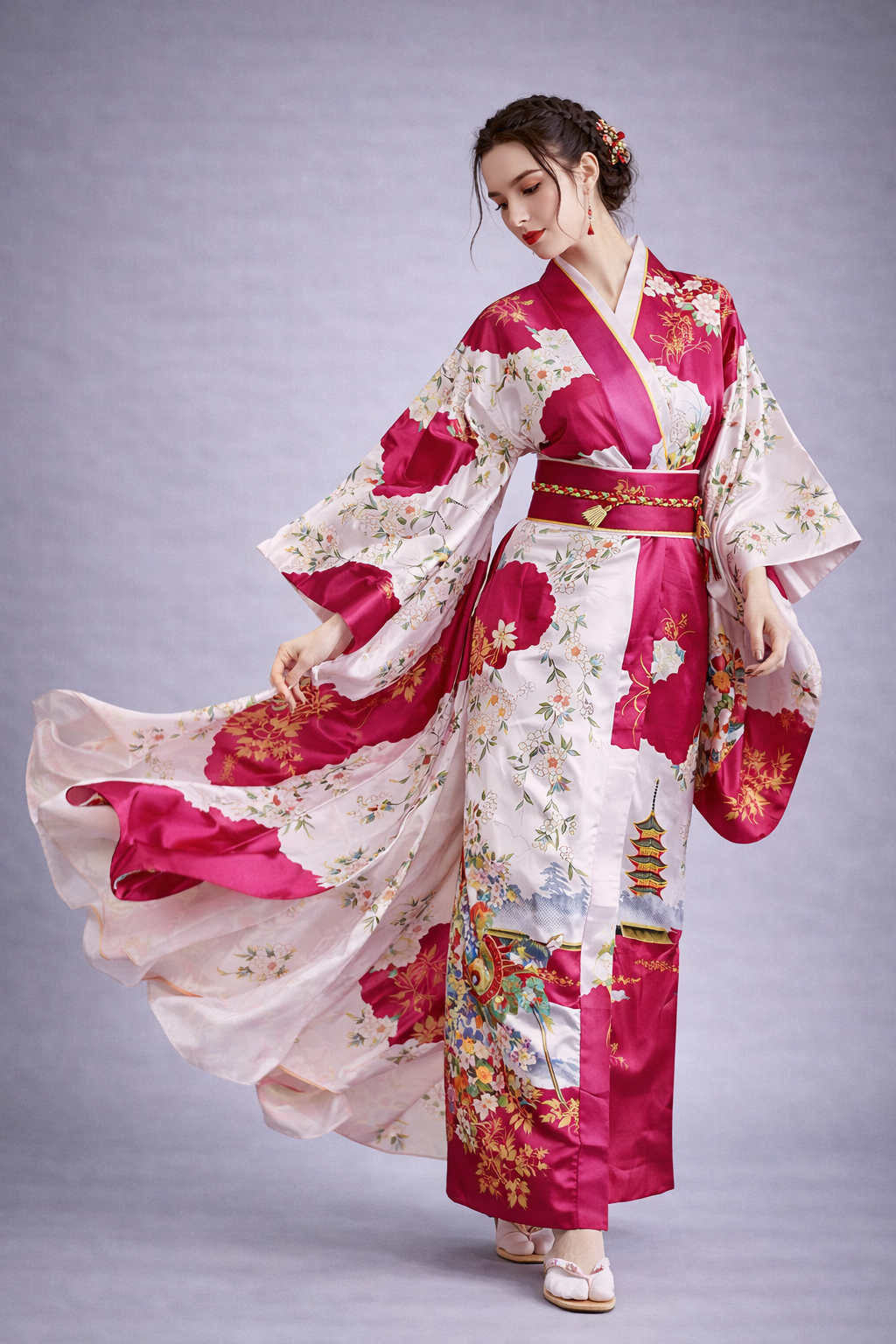 Robe Kimono femme Fuchsia