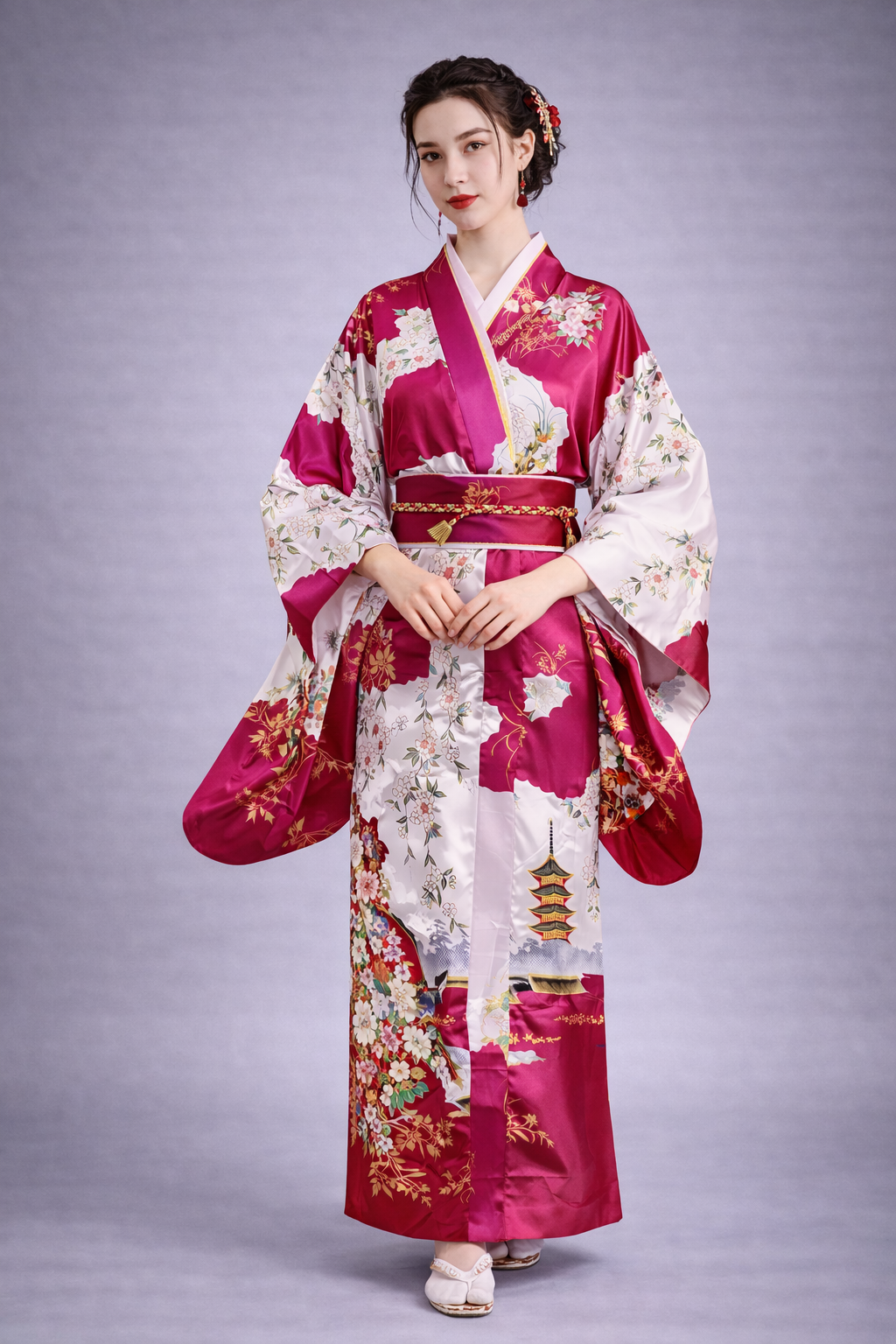 Robe Kimono femme Fuchsia