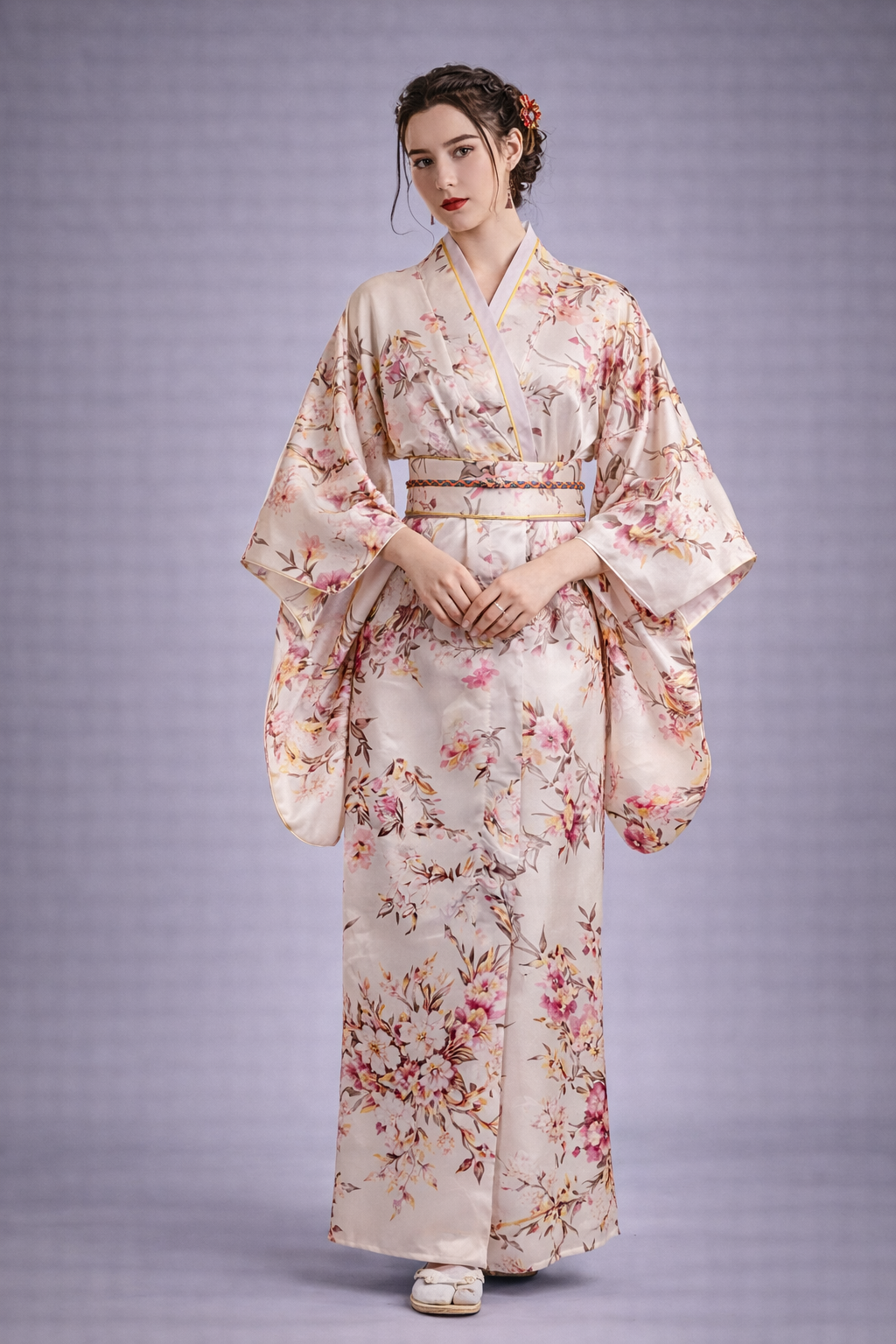 Robe Kimono Rose Fleurie