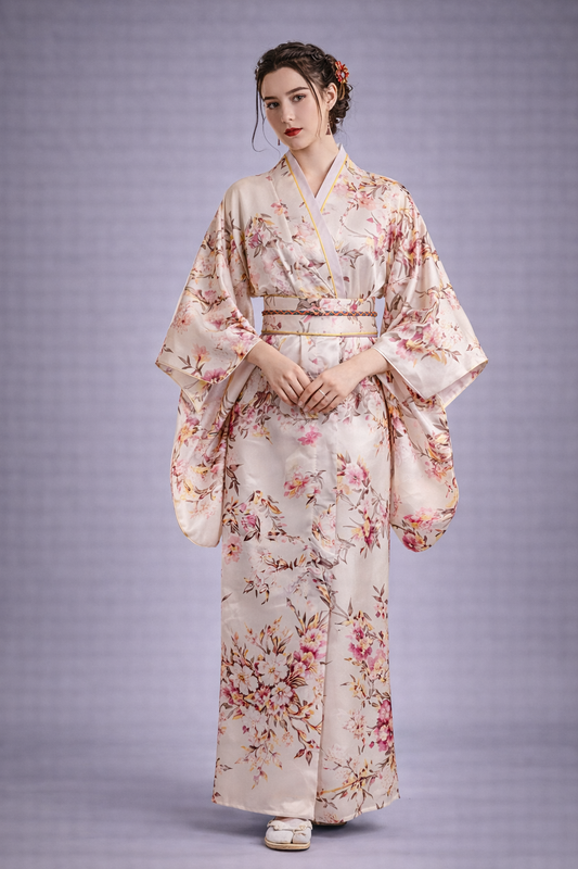Robe Kimono Rose Fleurie