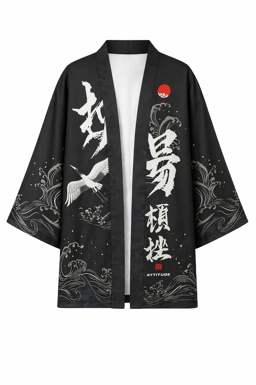 Veste Kimono Homme Satin Noir Grue