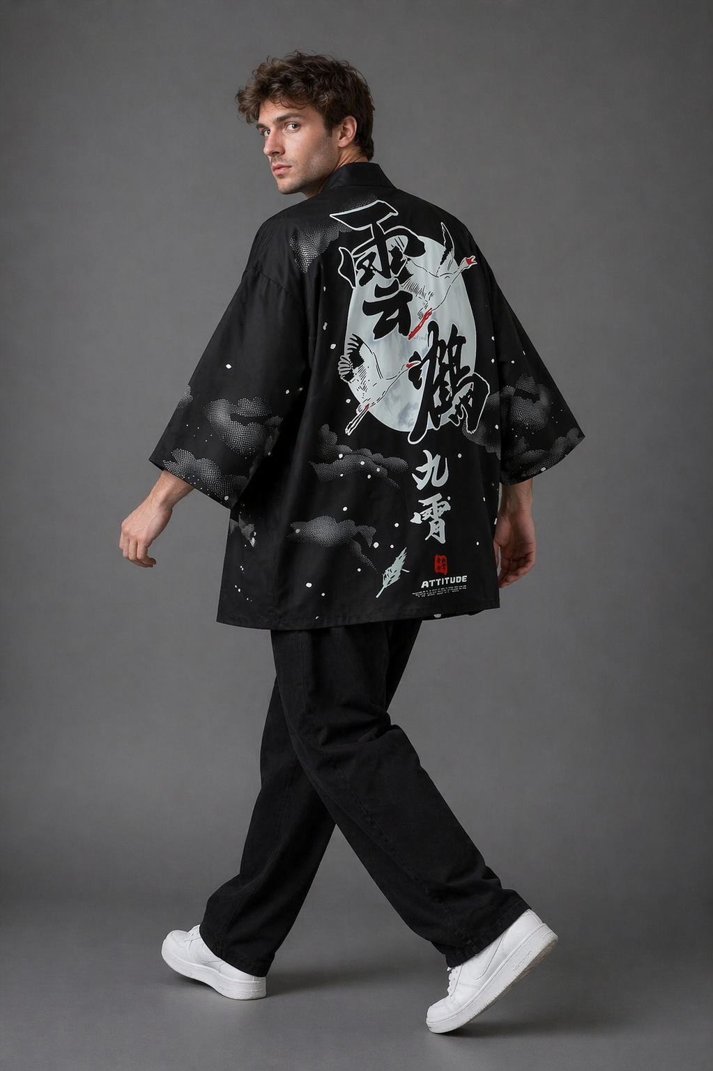 Veste Kimono Homme Satin Lune