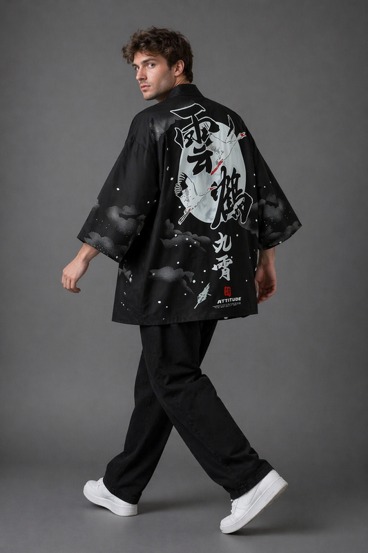 Veste Kimono Homme Satin Lune
