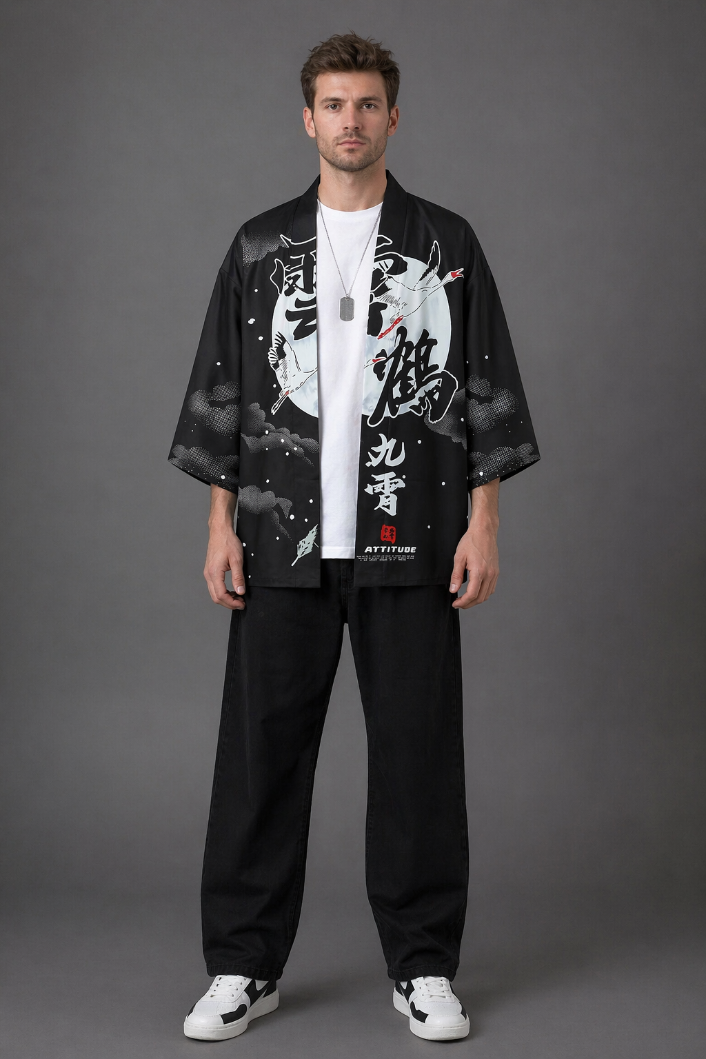 Veste Kimono Homme Satin Lune