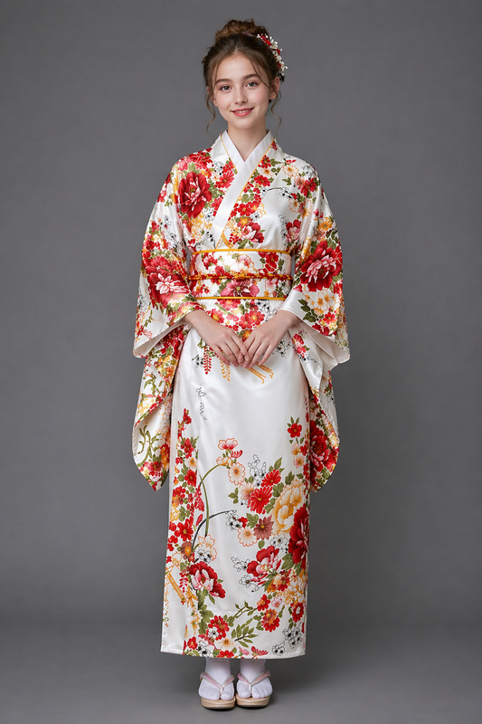 Kimono Japonais Fille Blanc