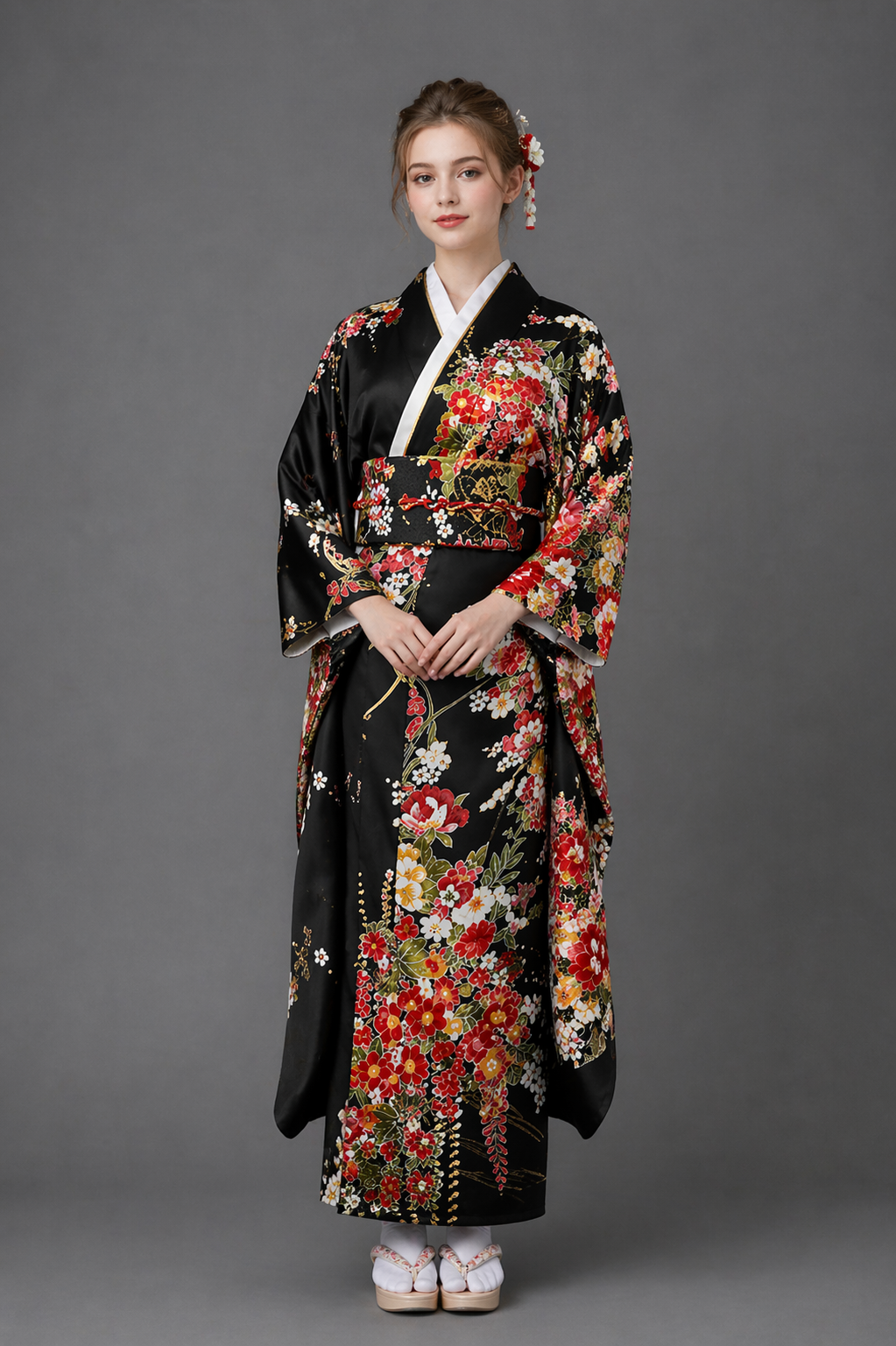 Kimono Japonais Fille Noir