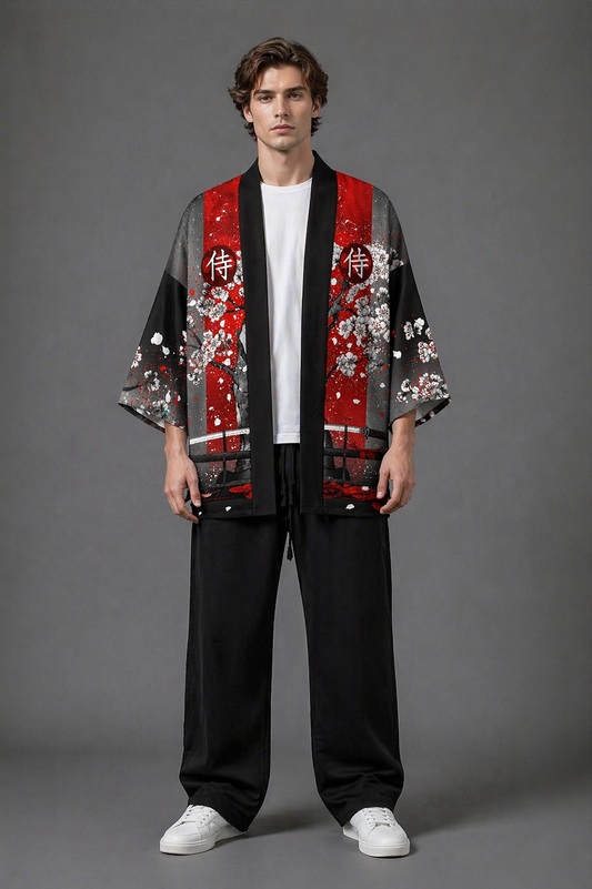 Veste Kimono Homme Satin Samourai