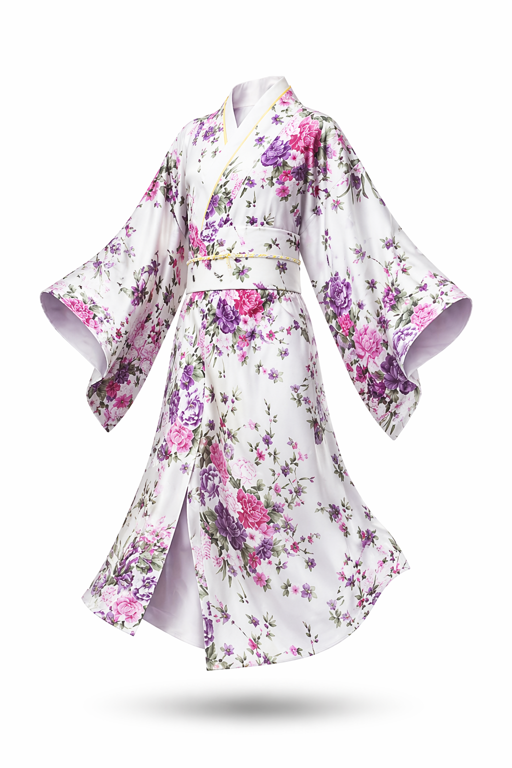 Kimono Japonais Fille Blanc Satin