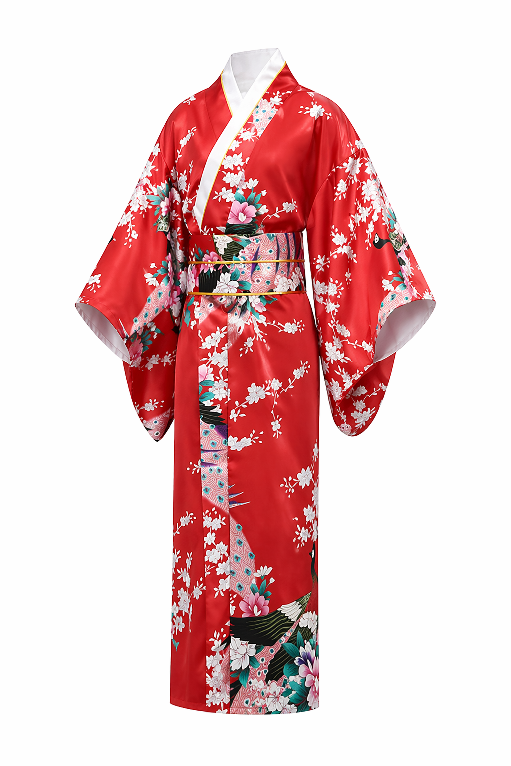 Kimono Japonais Fille Rouge Satin