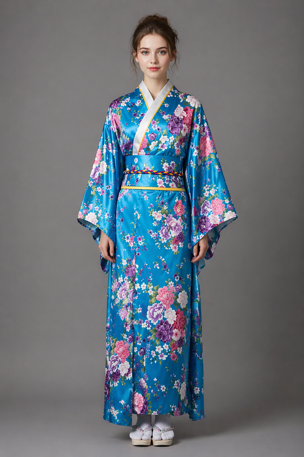 Kimono Japonais Fille Turquoise