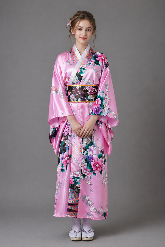 Kimono Japonais Fille Rose