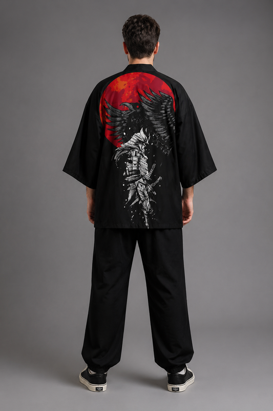 Veste Kimono Relax Homme Corbeau