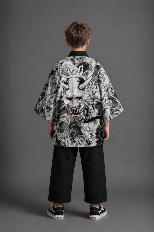 Veste Kimono Relax Garçon Oni Blanc