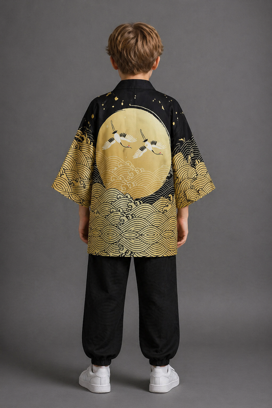 Veste Kimono Relax Garçon Lune et Grues