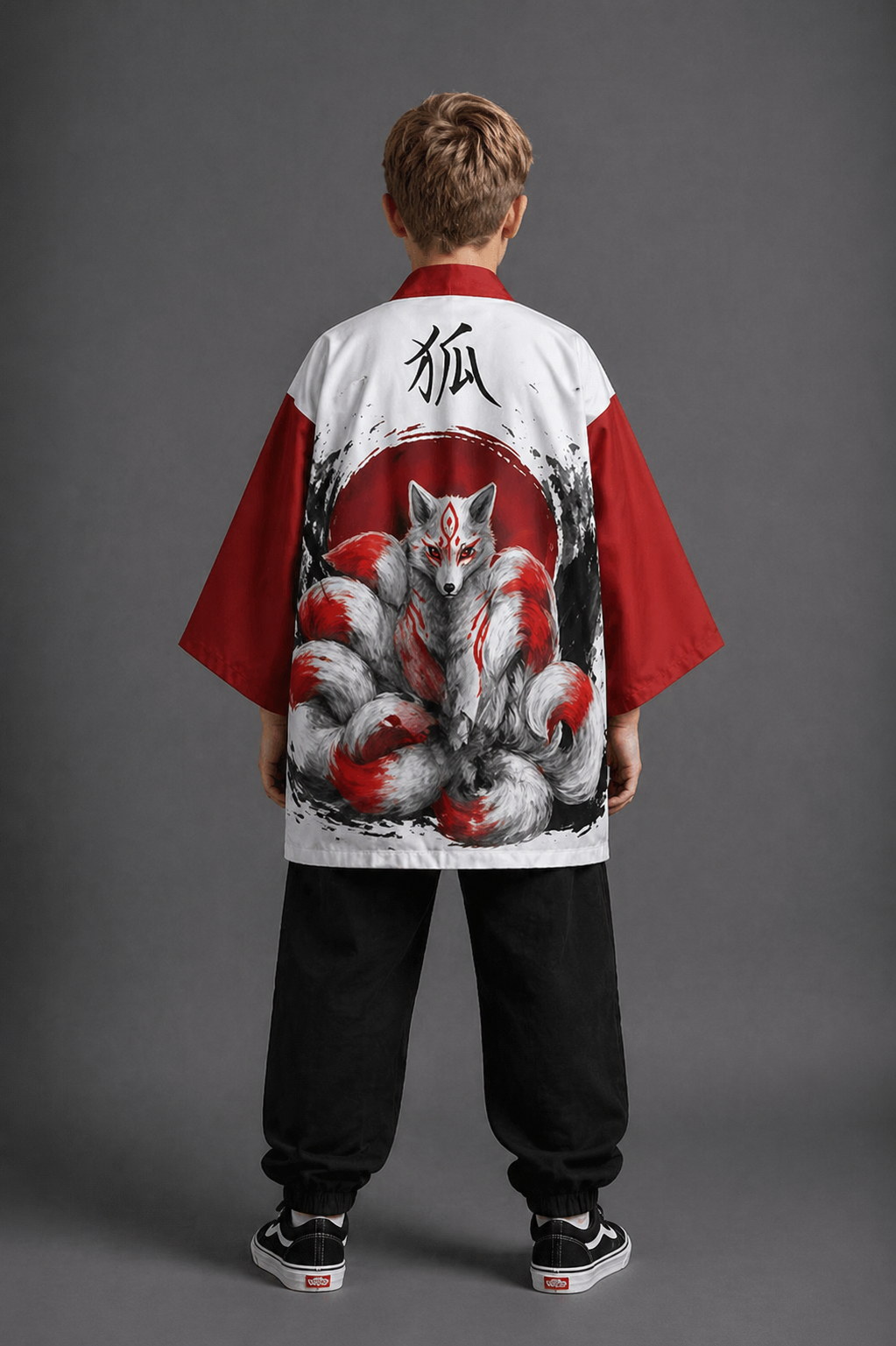 Veste Kimono Relax Garçon Kitsune Rouge