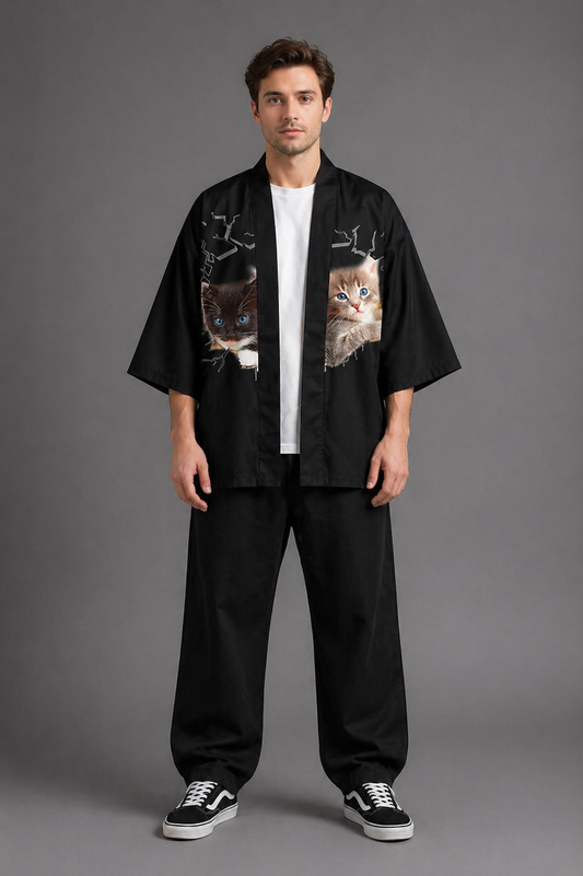 Veste Kimono Relax Homme Chat