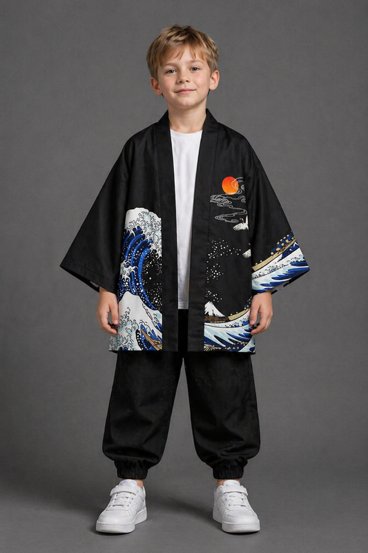 Veste Kimono Relax Garçon Carpe Koi Bleu