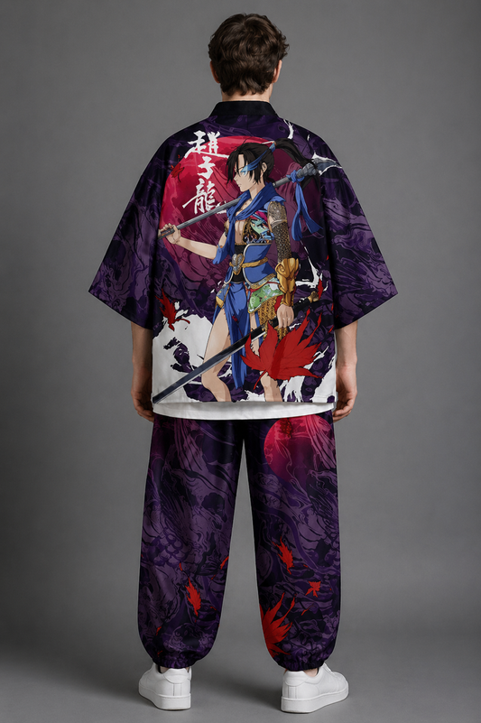 Ensemble Kimono et Pantalon Homme Violet Guerrier