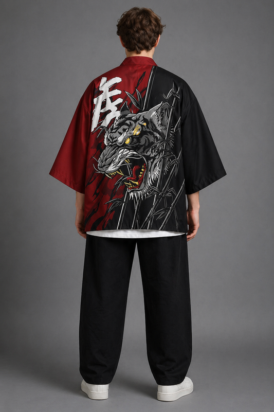 Ensemble Kimono et Pantalon Homme Tigre Noir