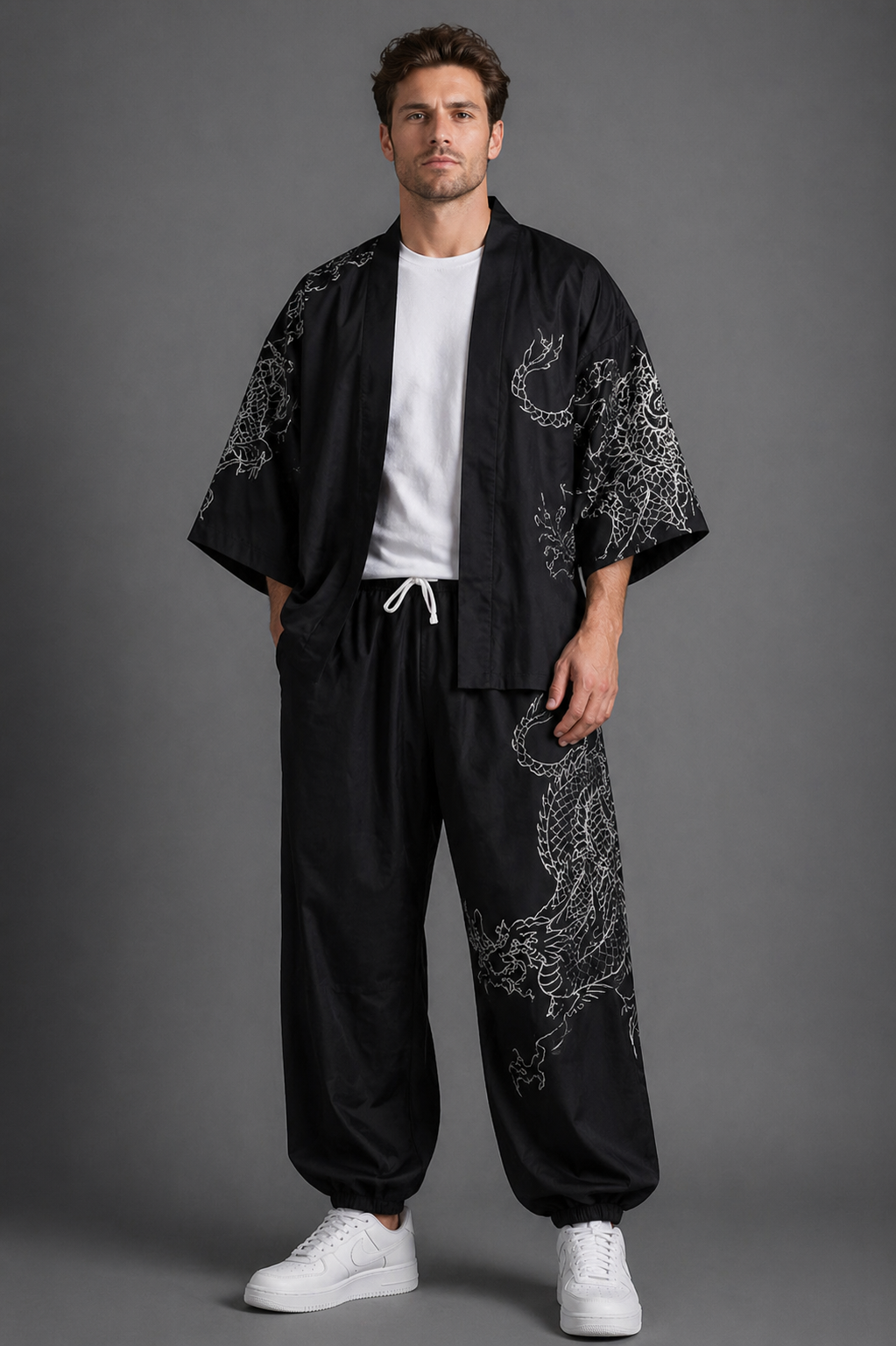Ensemble Kimono et Pantalon Homme Dragon d'Argent