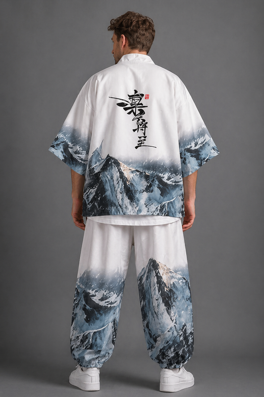 Ensemble Kimono et Pantalon Homme Montagne Enneigée