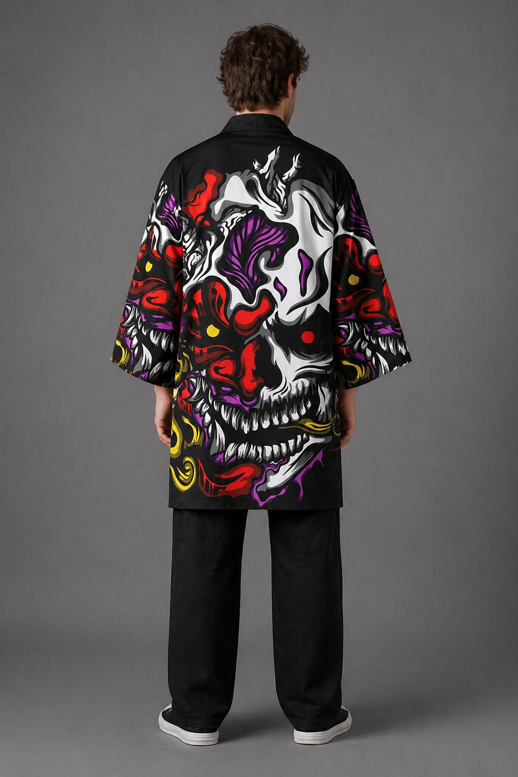 Kimono Long Homme Satin Crane