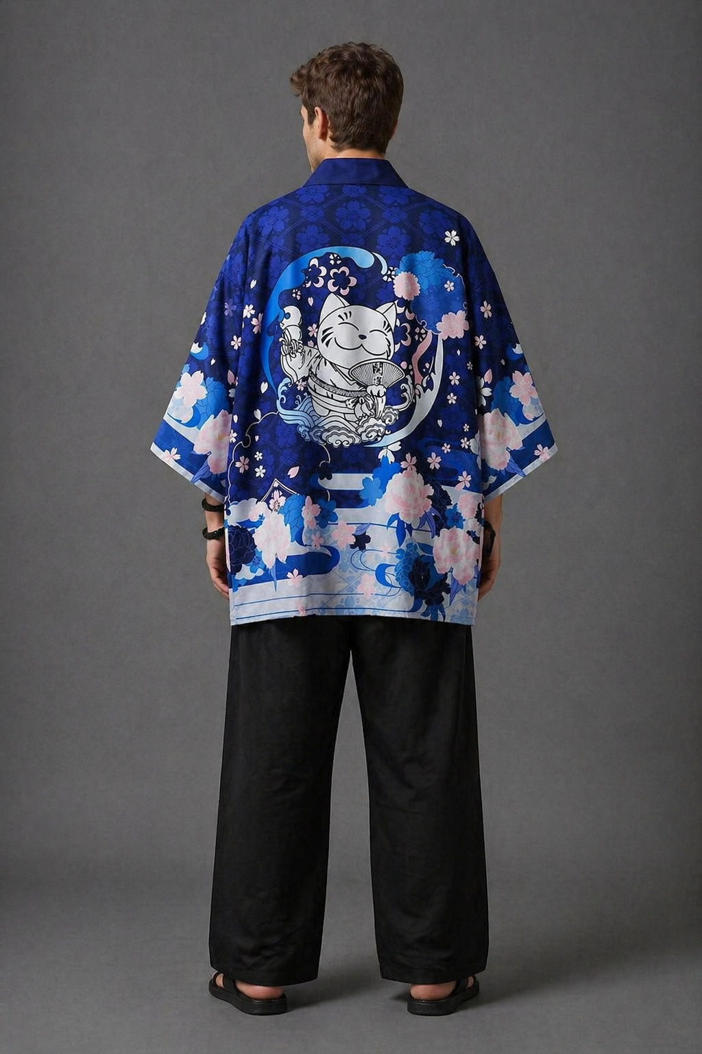 Veste Kimono Homme Bleu Nekko