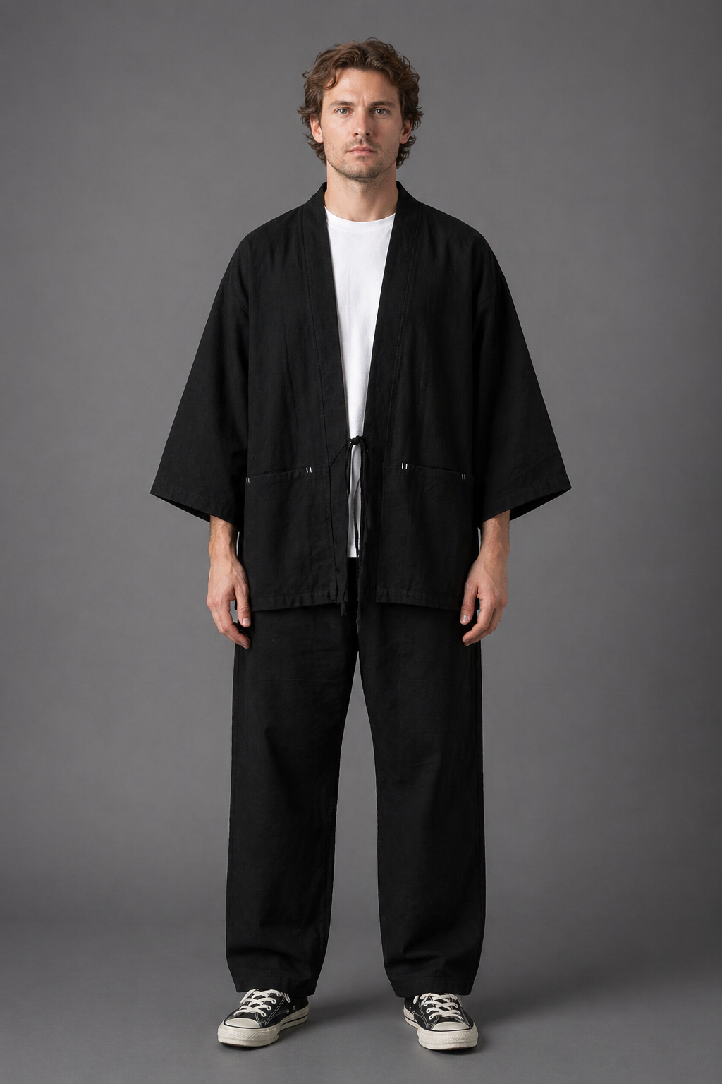 Veste Kimono Homme Coton Retro