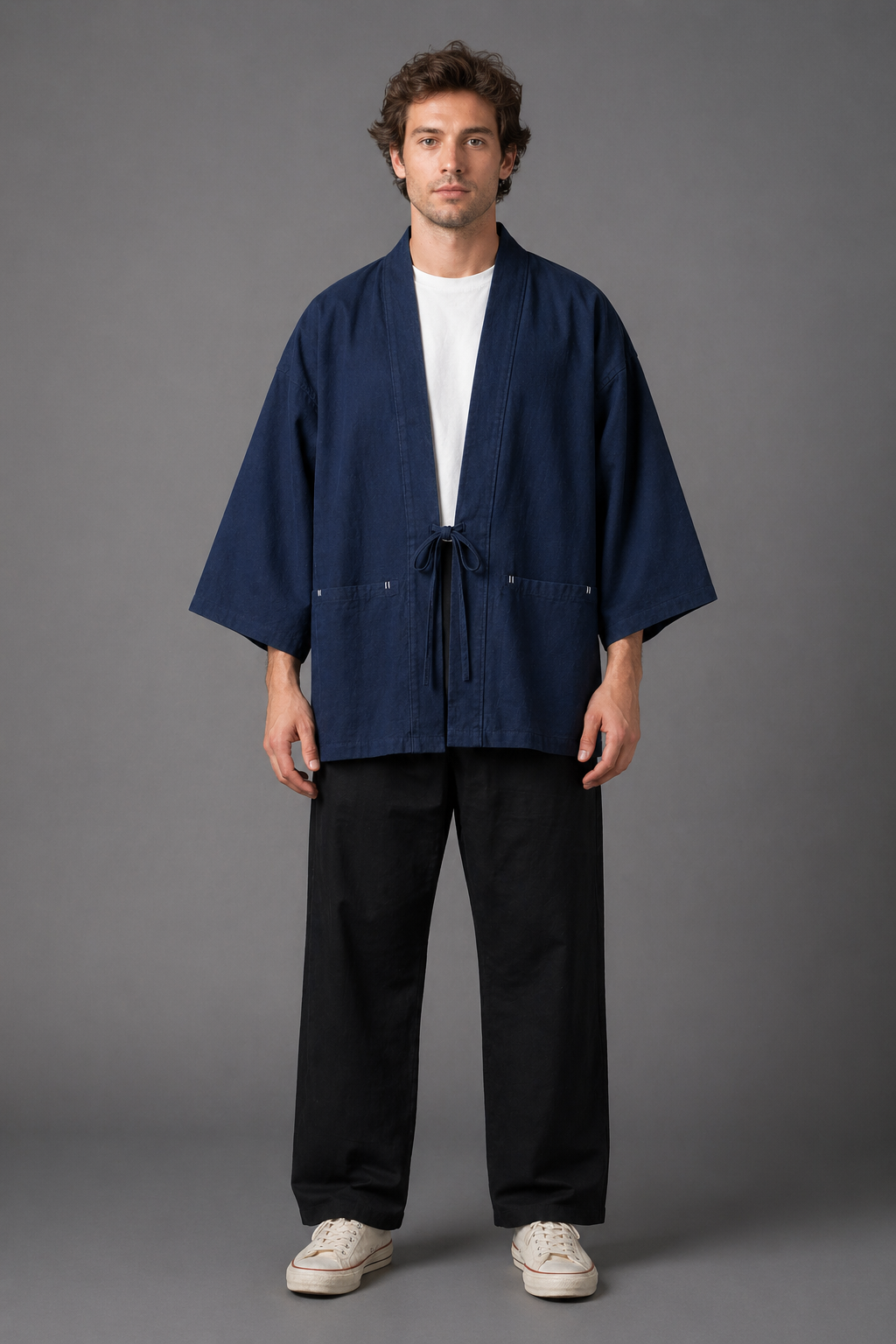Veste Kimono Homme Coton Retro