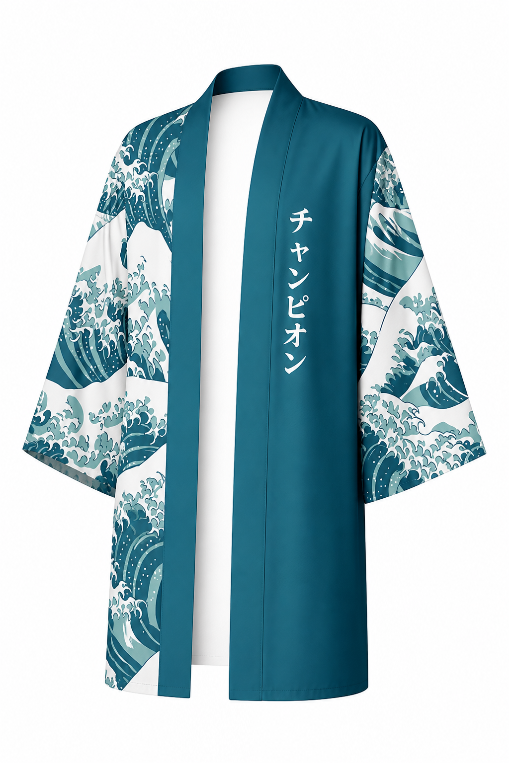 Kimono Long Homme Satin Bleu Tsunami
