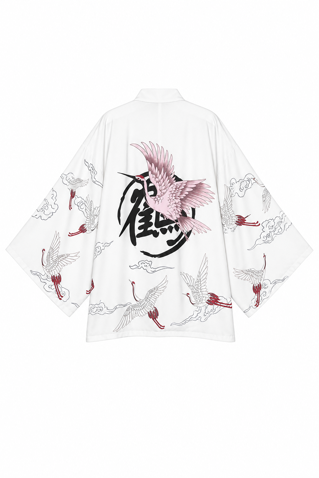 Veste Kimono Femme Satin Grue Rose
