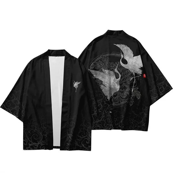 Veste Kimono Relax Garçon Grues Cendrées