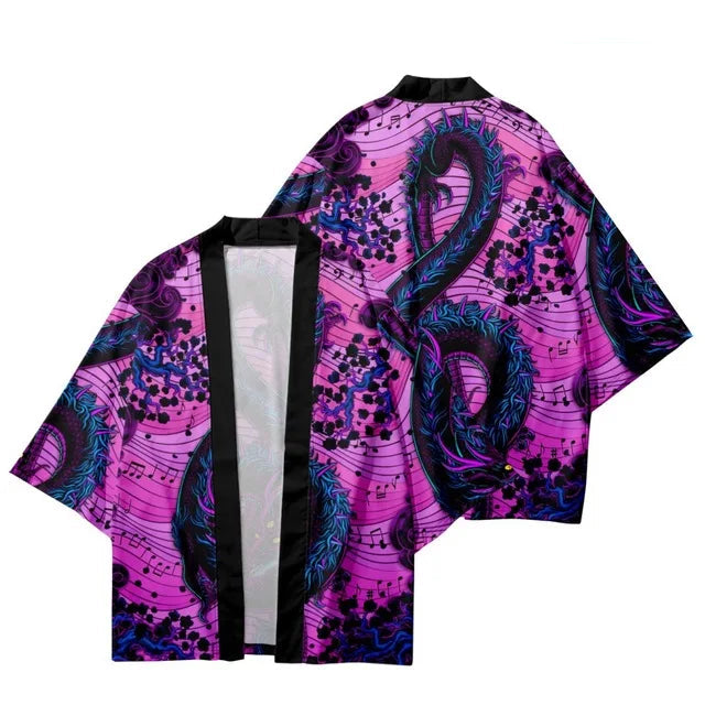 Veste Kimono Relax Garçon Violet Dragon