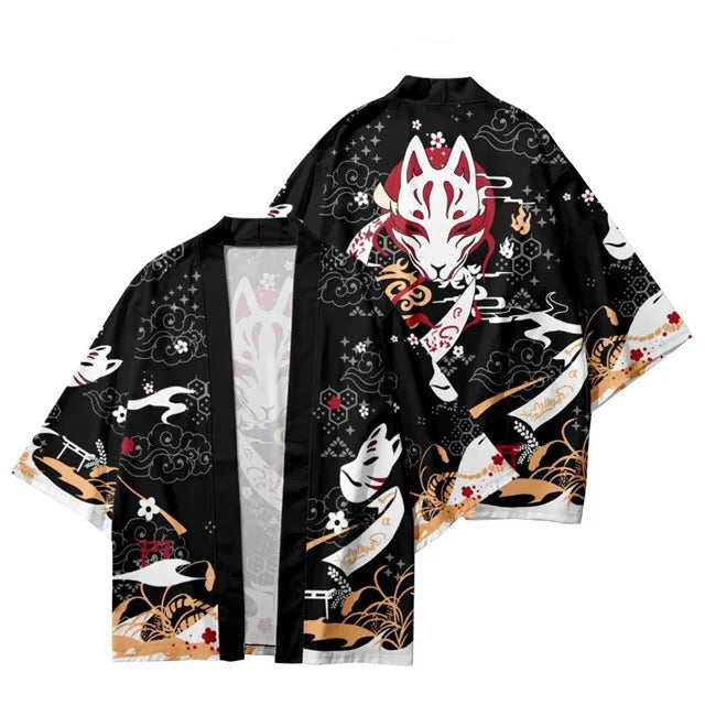 Veste Kimono Relax Garçon Kitsune Masque