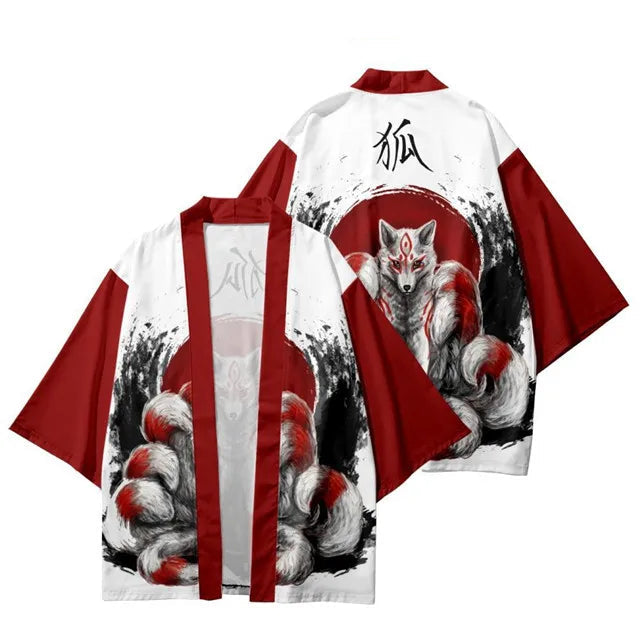 Veste Kimono Relax Garçon Kitsune Rouge
