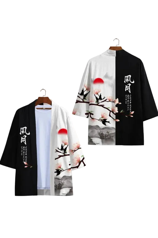Veste Kimono Homme et Garcon Noir et Blanc